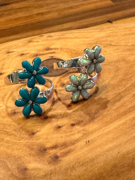 Turquoise Flower Wrap Ring